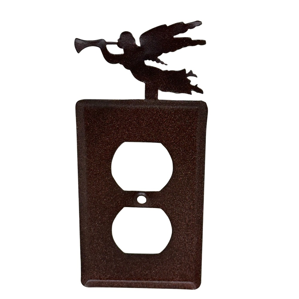 Unbranded Outlet Cover Brown Angel Trumpet Silhouette Metal Rustic Home Decor